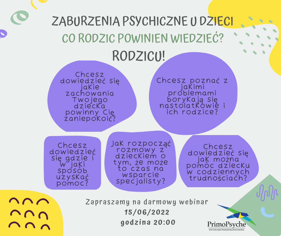 Zaburzenia psychiczne u dzieci. Darmowy Webinar